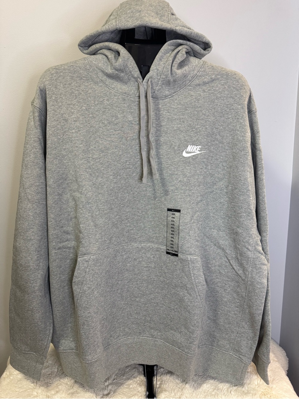 Nike Grey Hooded Pullover Sweatshirt with White Swoosh